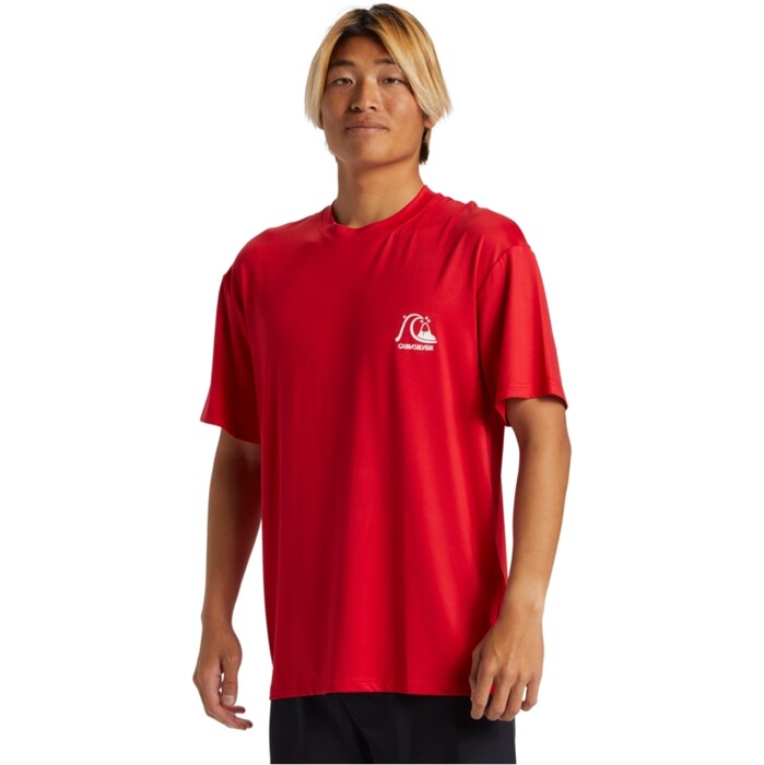 2024 Quiksilver Mens DNA Bubble Logo Surf Short Sleeve Tee AQYWR03186 - Salsa